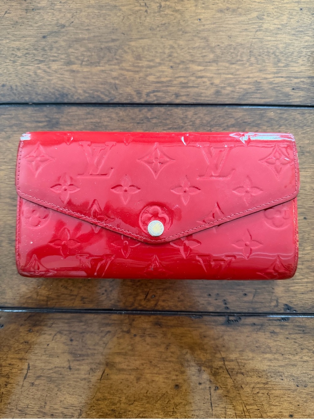 Louis Vuitton Red Vernis Patent Envelope Wallet